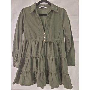 Zara Corduroy Dress- Small- Forest Green